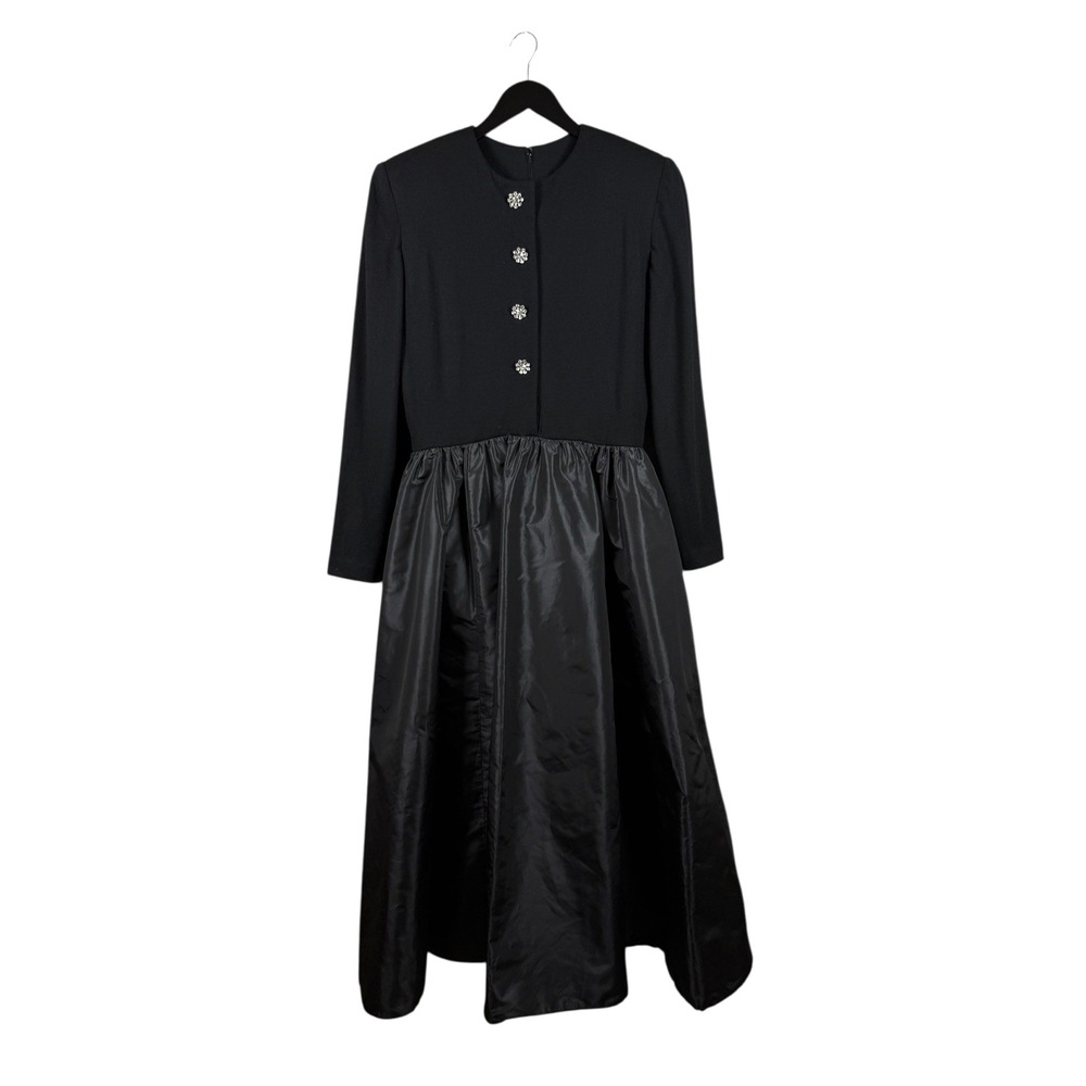 Vintage Victor Costa Black Evening USA Dress‎ Rhinestone Buttons Fit & Flare